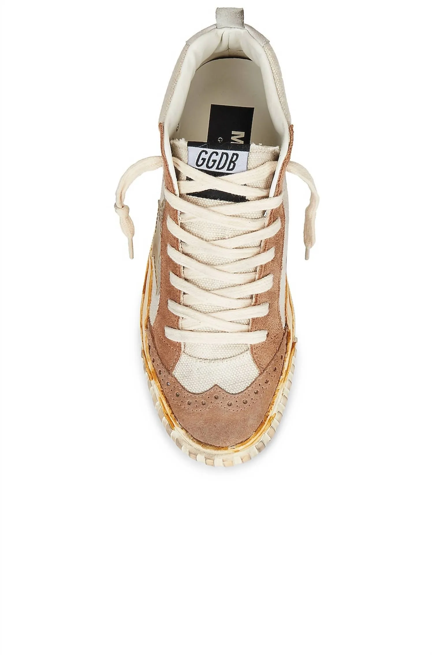 Women's Mid Star Sneakers In Natural White, Brown, Golden, Cream, & Optic White
