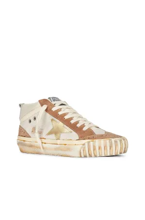 Women's Mid Star Sneakers In Natural White, Brown, Golden, Cream, & Optic White