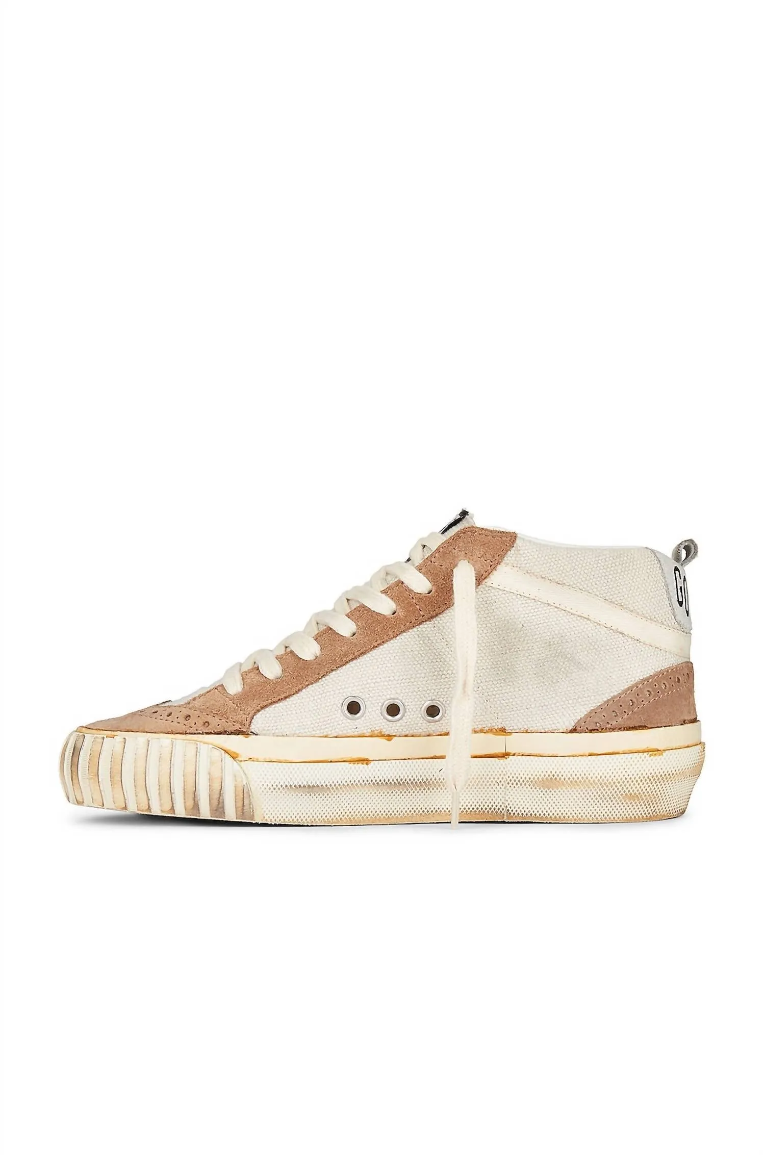 Women's Mid Star Sneakers In Natural White, Brown, Golden, Cream, & Optic White