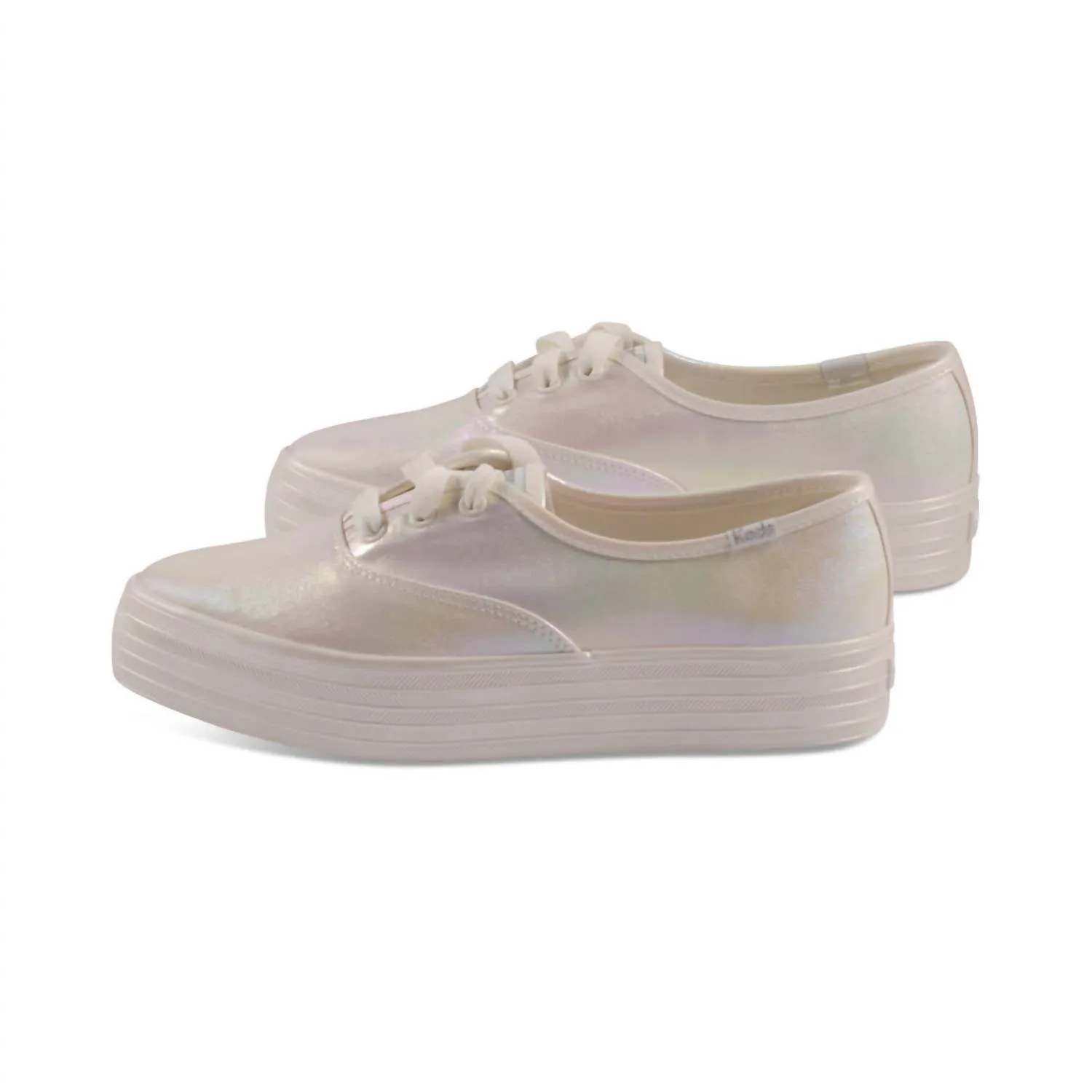 Women's Point Pearlized Lace Up Sneaker In White