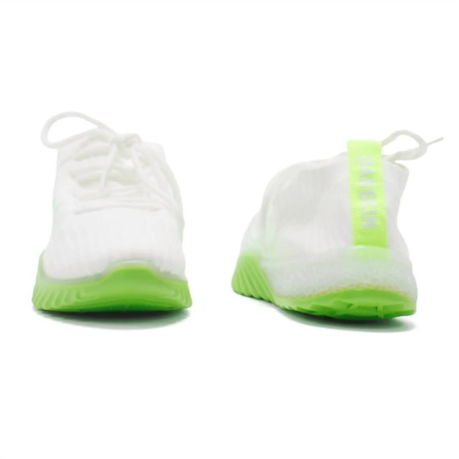 Women's Positive Lace Up Sneaker In White And Lime