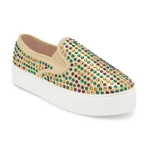 Women's Rhinestone Sneakers In Gold Multi
