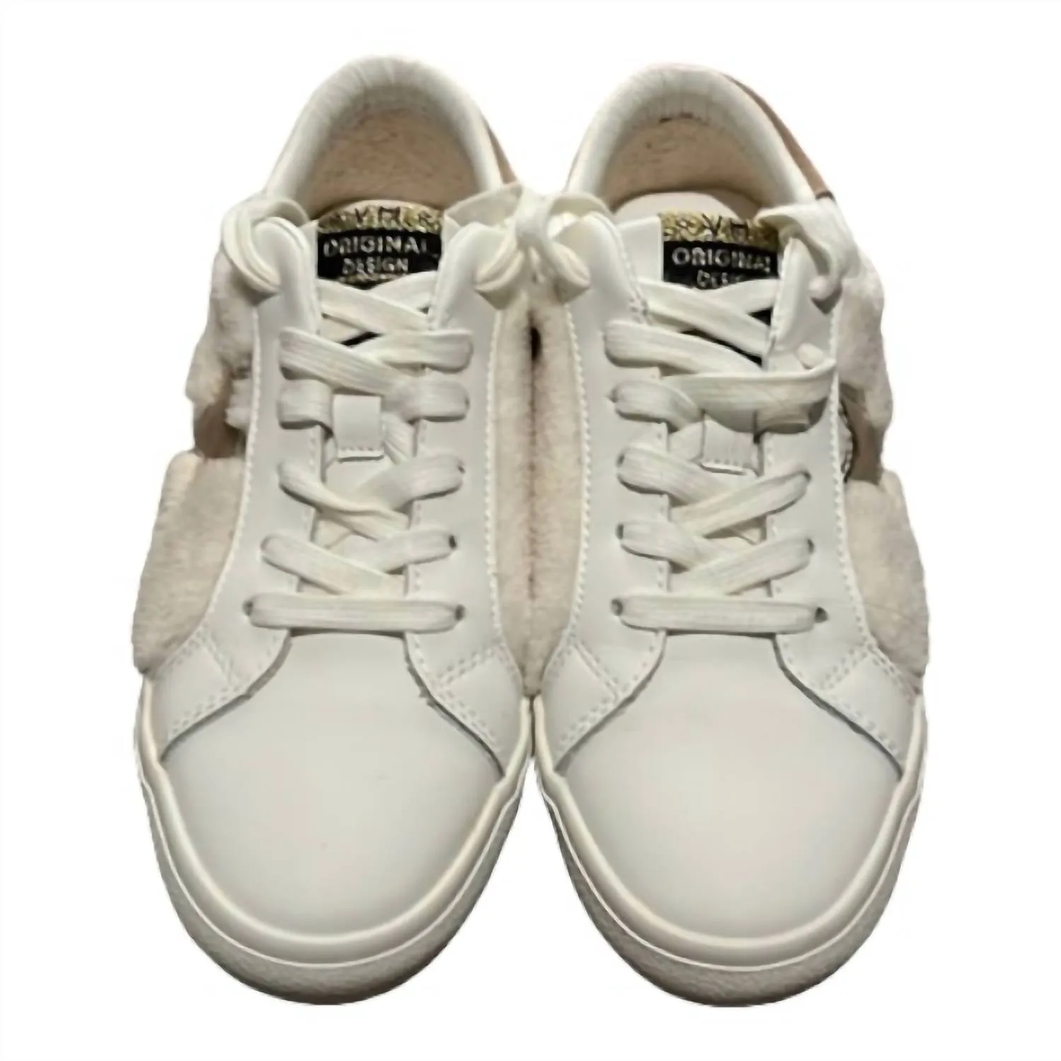 Women's Sherpa Side Sneaker In White/blush
