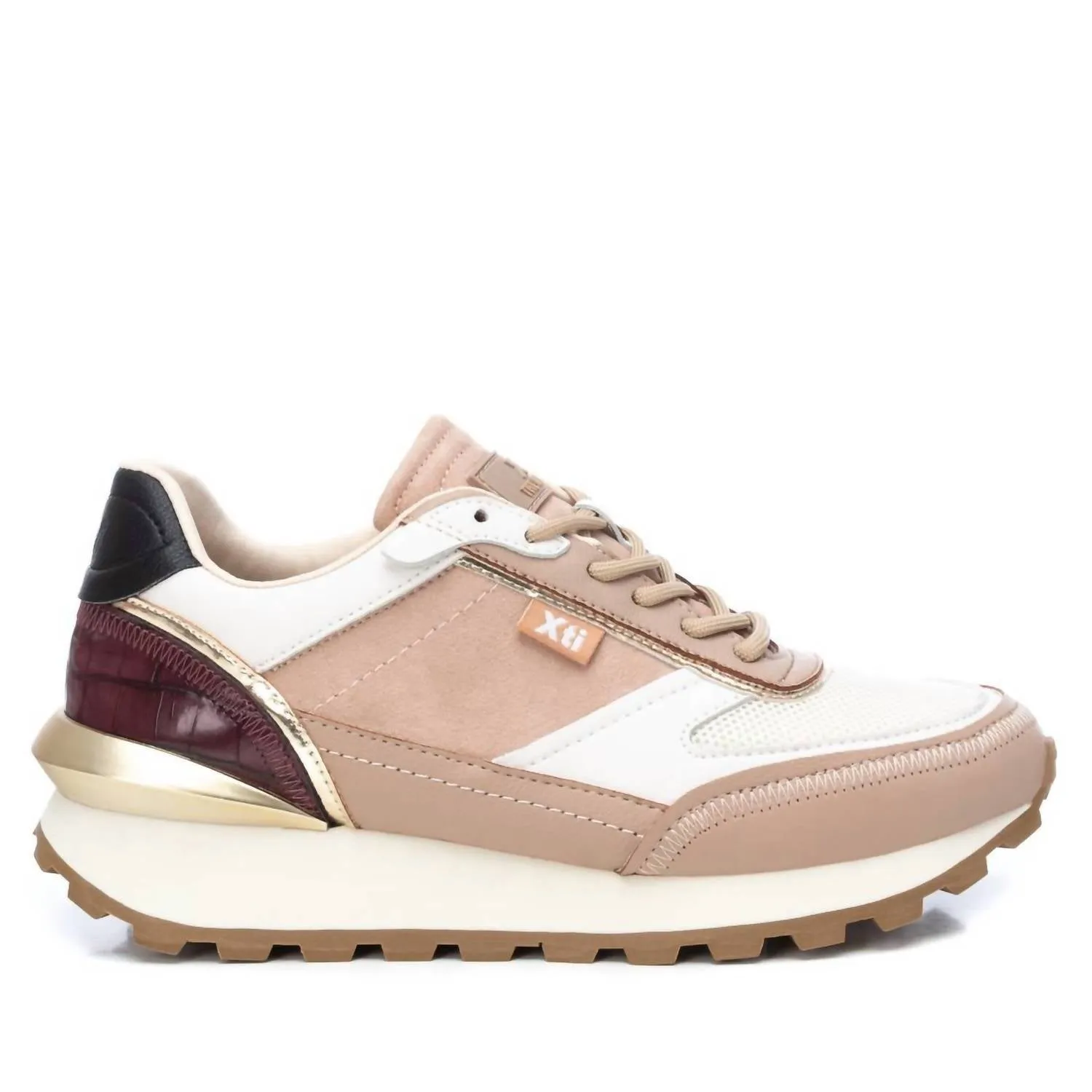 Women's Suede Lace-Up Sneakers In Beige