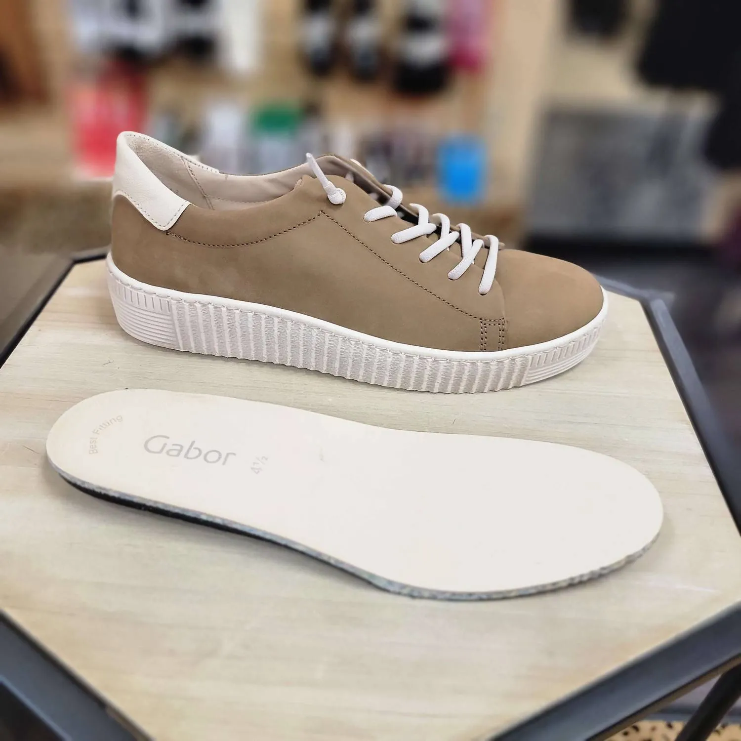 Women's Suede Sneakers In Nut Biege Soft Nubuk