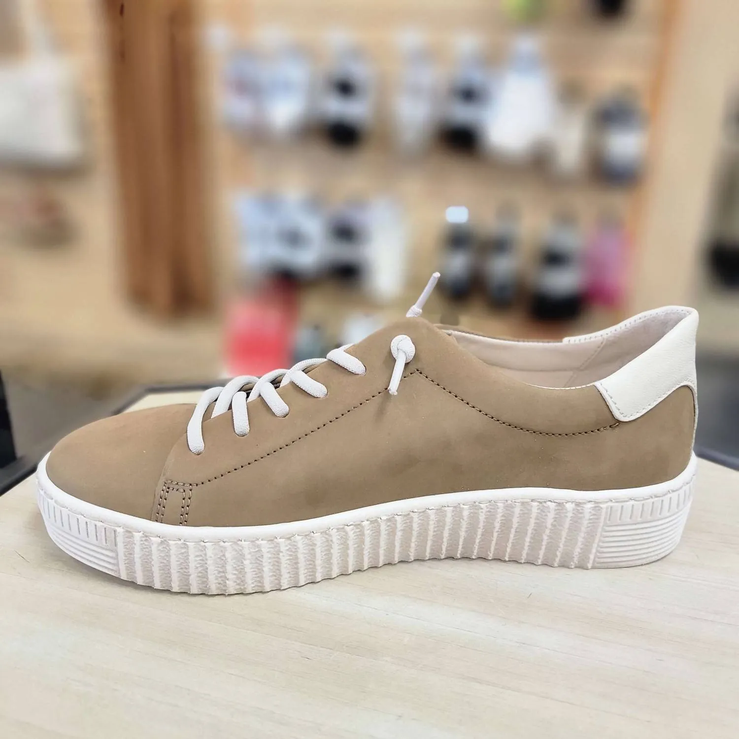 Women's Suede Sneakers In Nut Biege Soft Nubuk
