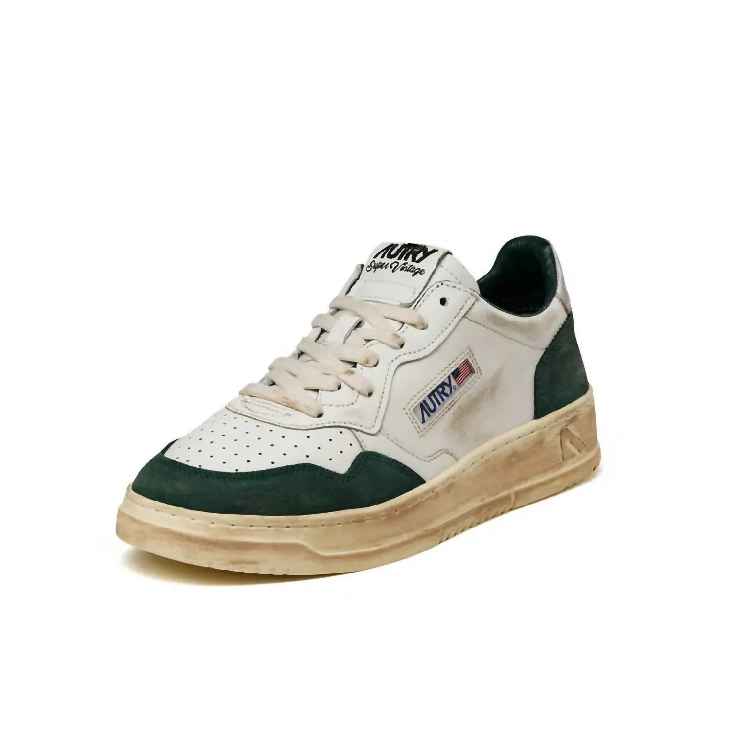 Women's Super Vintage Low Top Sneaker In White/green