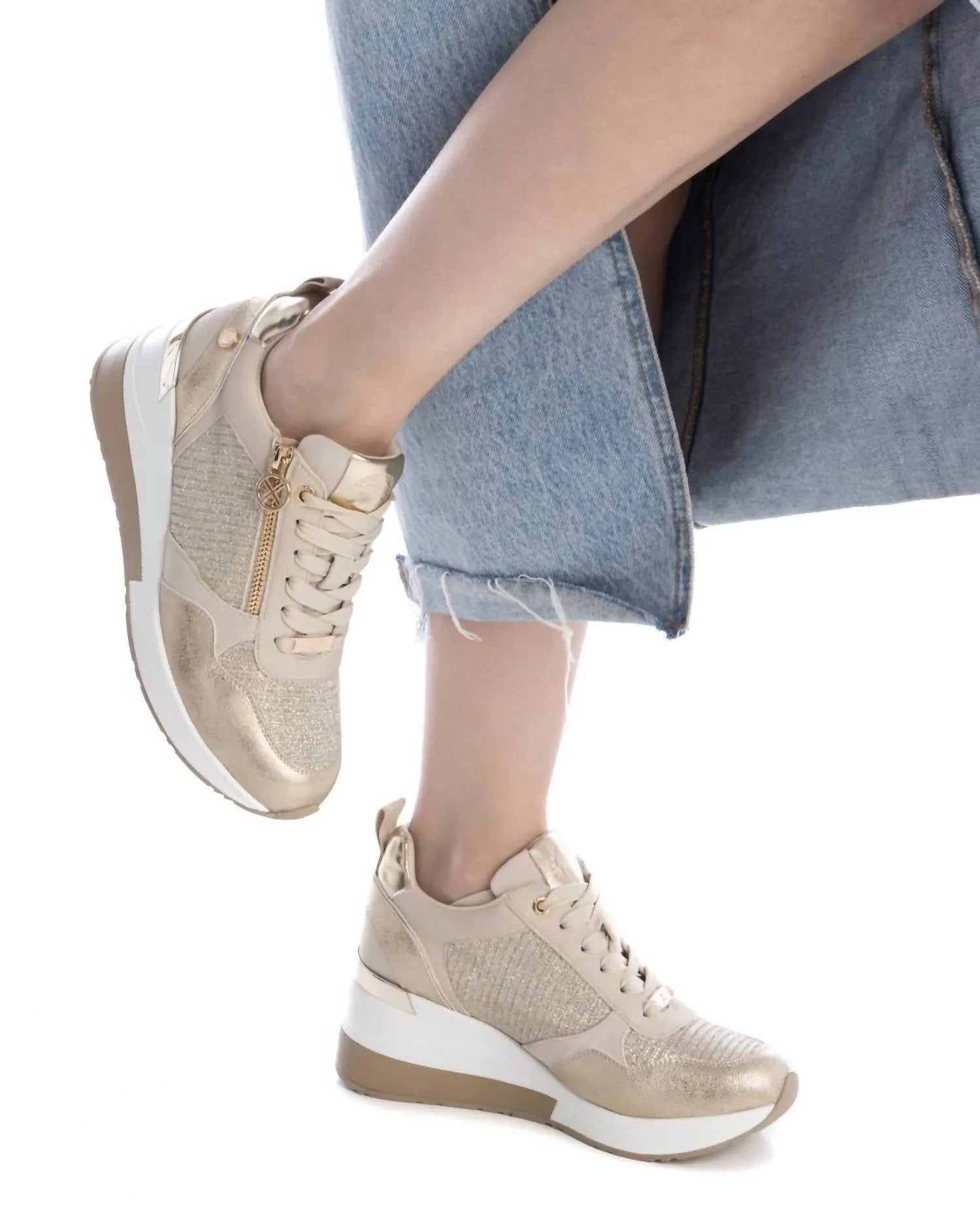 Women's Wedge Fashion Sneakers In Gold