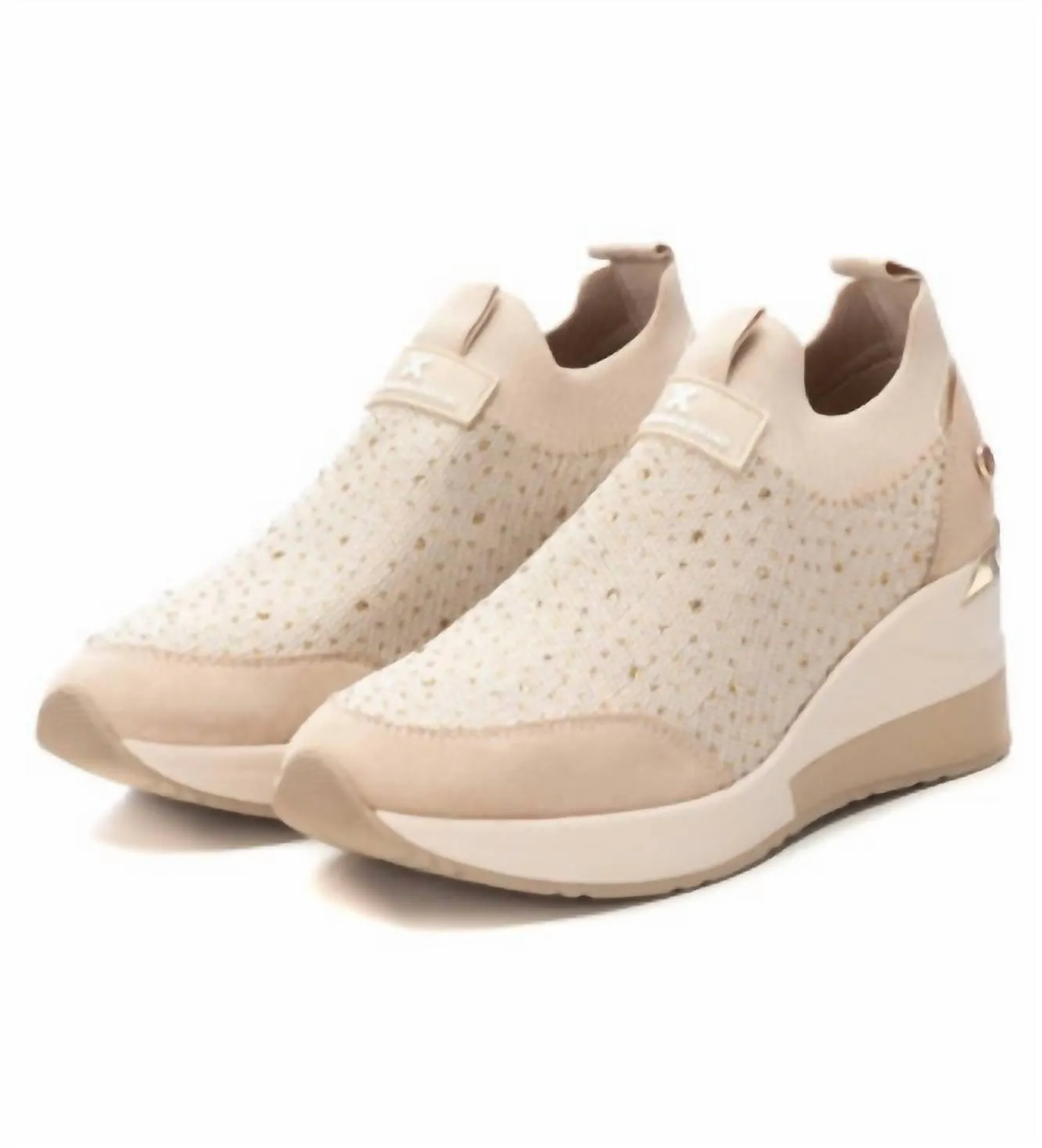 Women's Wedge Sneakers In Beige