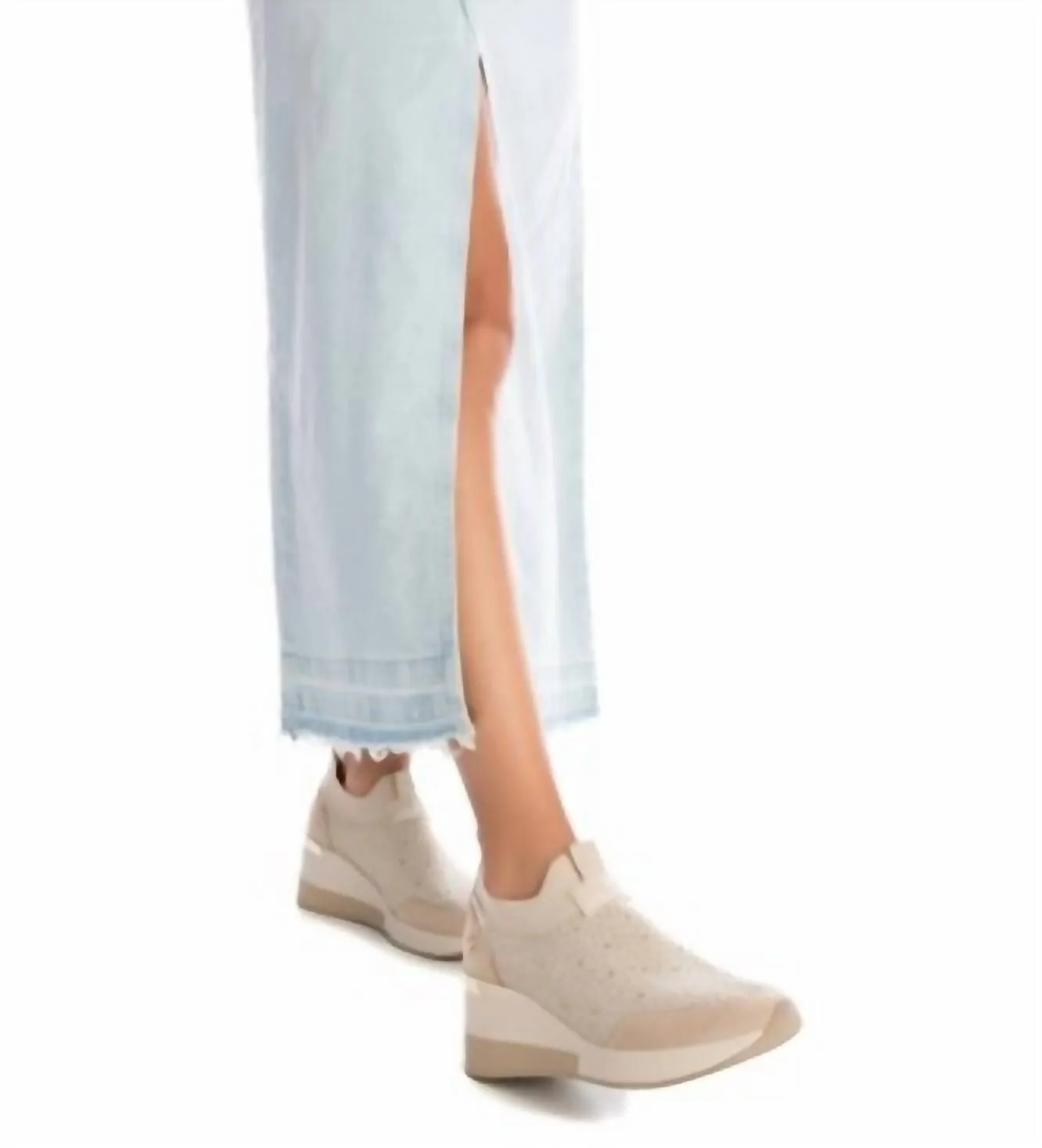 Women's Wedge Sneakers In Beige